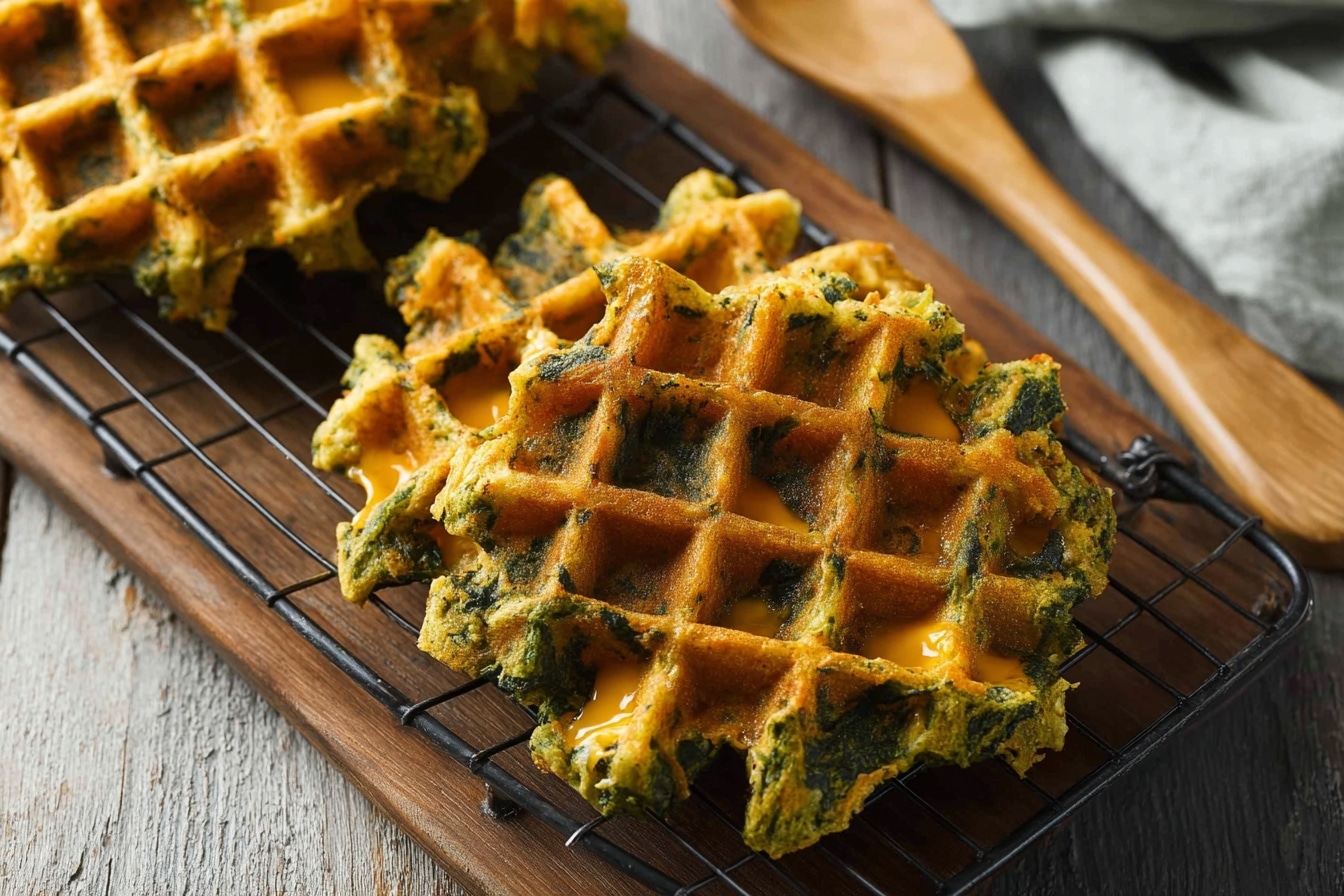 gaufres épinards cheddar