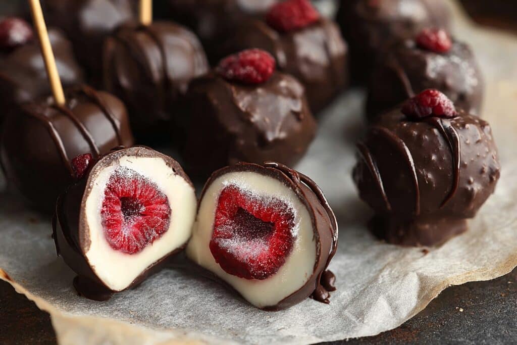 bouchées glacées framboise chocolat